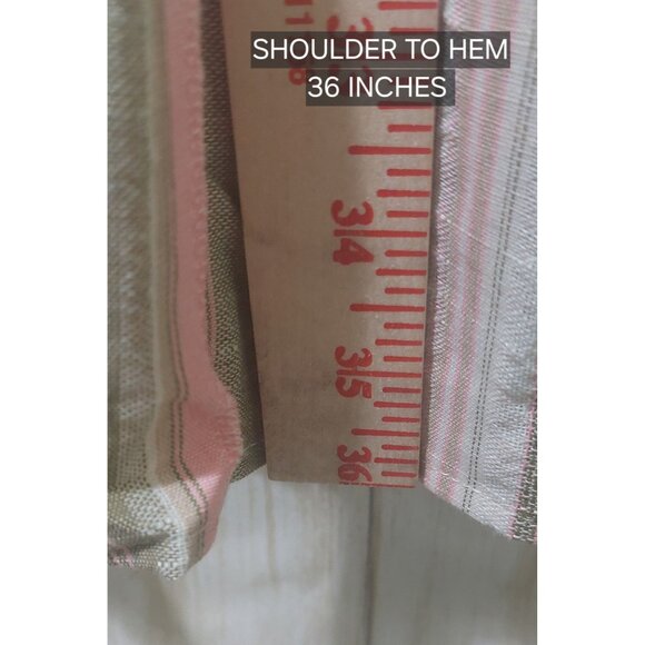 NWT Voy Striped Green & Pink Ruffle Sleeve Tiered Dress Size Small - Picture 7 of 8